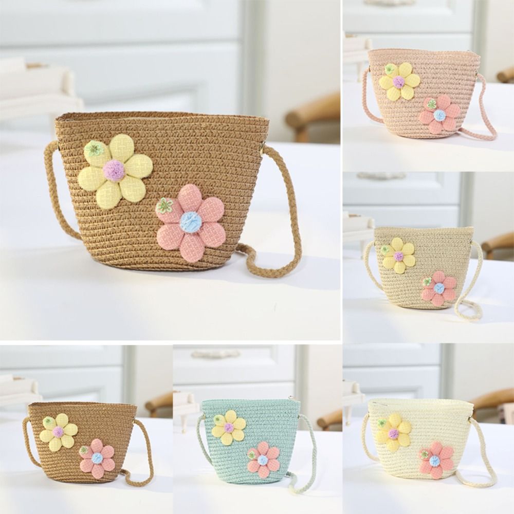 Flower Girl Basket - Ręcznie Robiona Tkana Dziewczęca Torba Słomkowa
