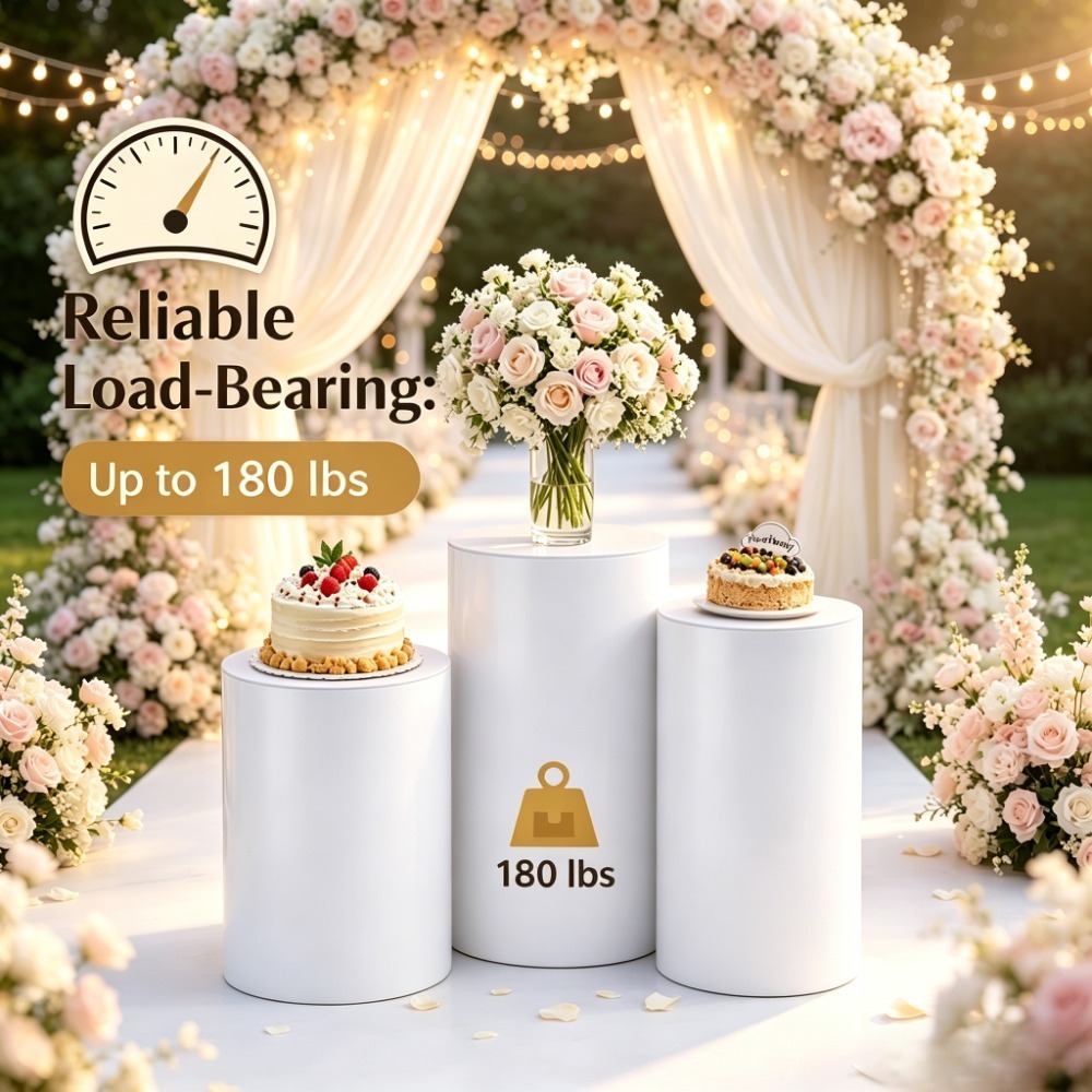 Wedding Party Supply - 3/5 szt. Białe cylindryczne podstawki, okrągłe