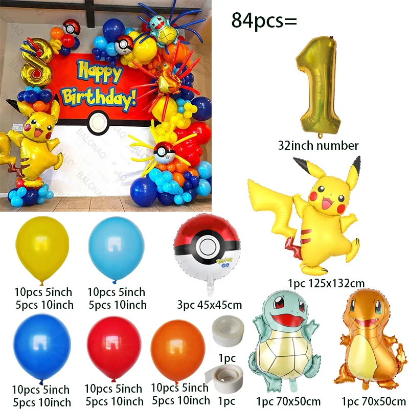 84 szt. Balony Pikachu, girlan – Wedding Day Supply Kit recenzja i cena