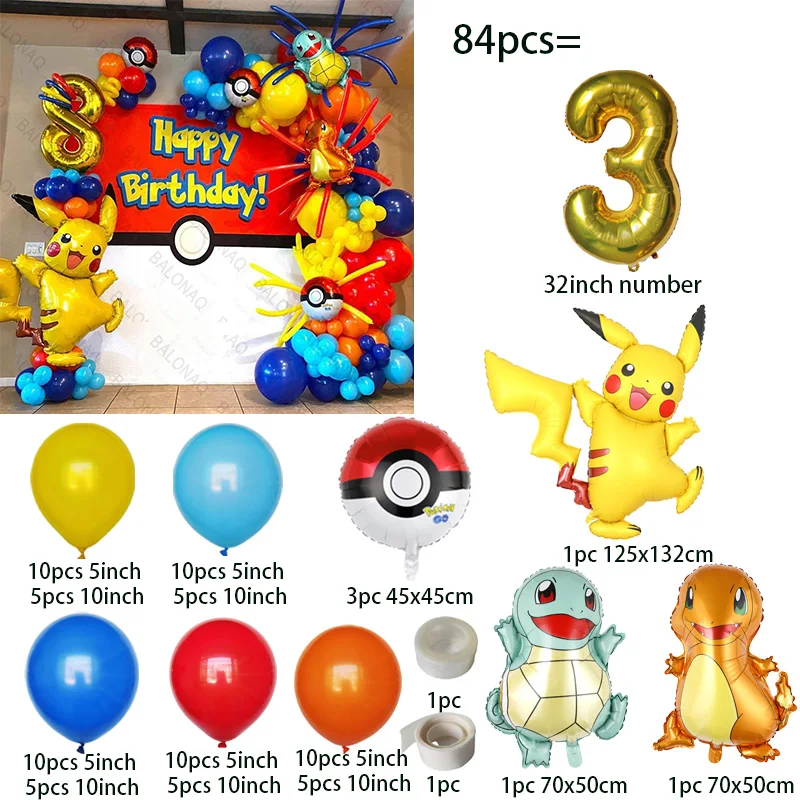 84 szt. Balony Pikachu, girlan – Wedding Day Supply Kit recenzja i cena